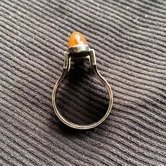 Vintage Sterling Silver Tiger's Eye double stone thick Ring. Signed M.F.I.G. 6 - Picture 5 of 8